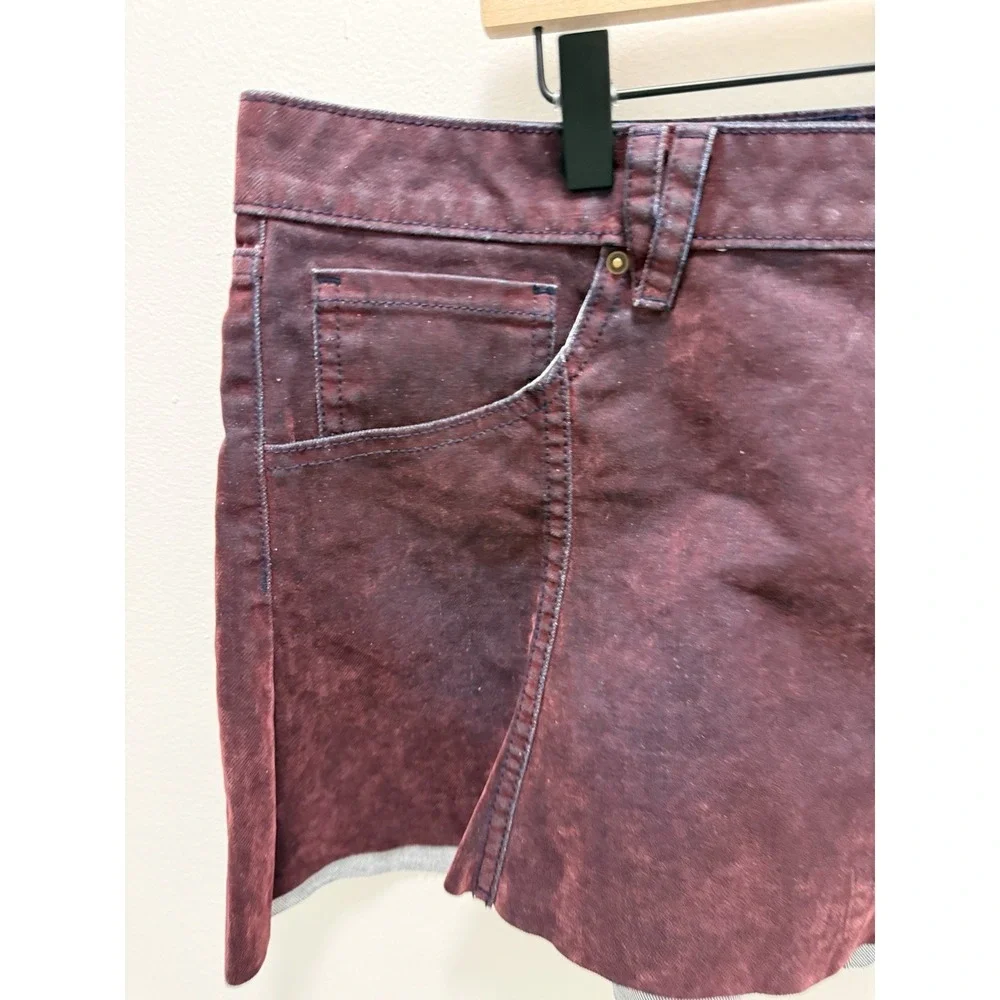 Wild Fable Mini Skirt Women's 14 Burgundy Acid Wash Denim Flare NWT Target